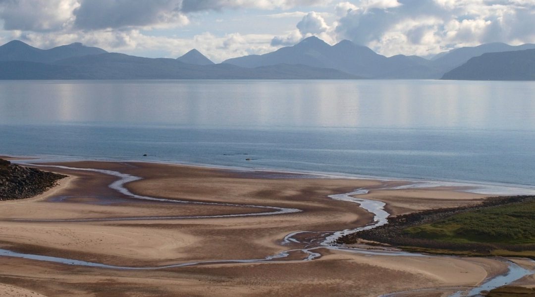 Beach and view of mountains at Applecross