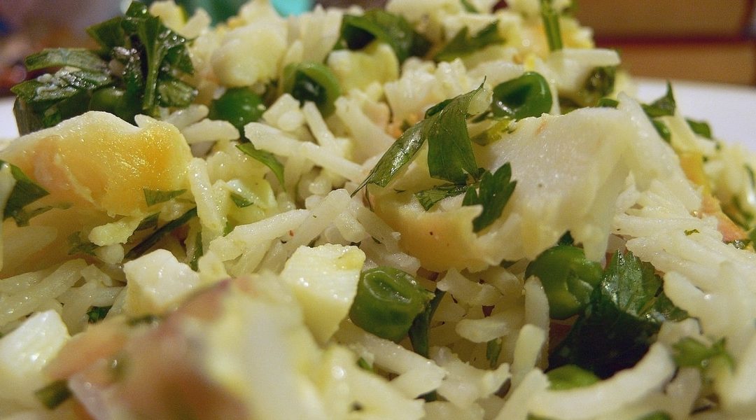 Close up of plate of kedgeree