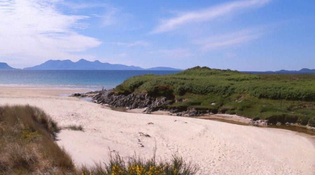Camusdarach beach with view to the Small Isles